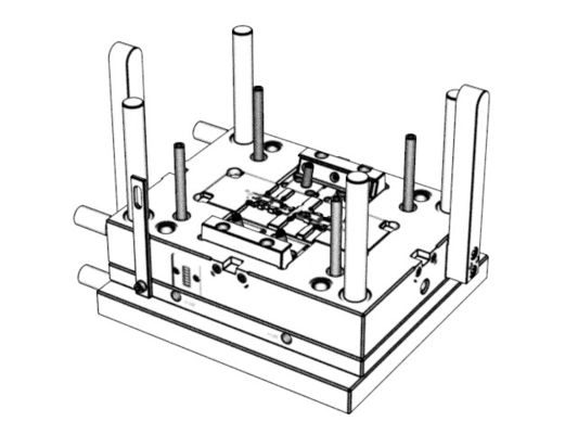 OEM / ODM ： Cold Runner Injection Molding & Transparent Glasses Middle Bracket 1*2 No.23058-B